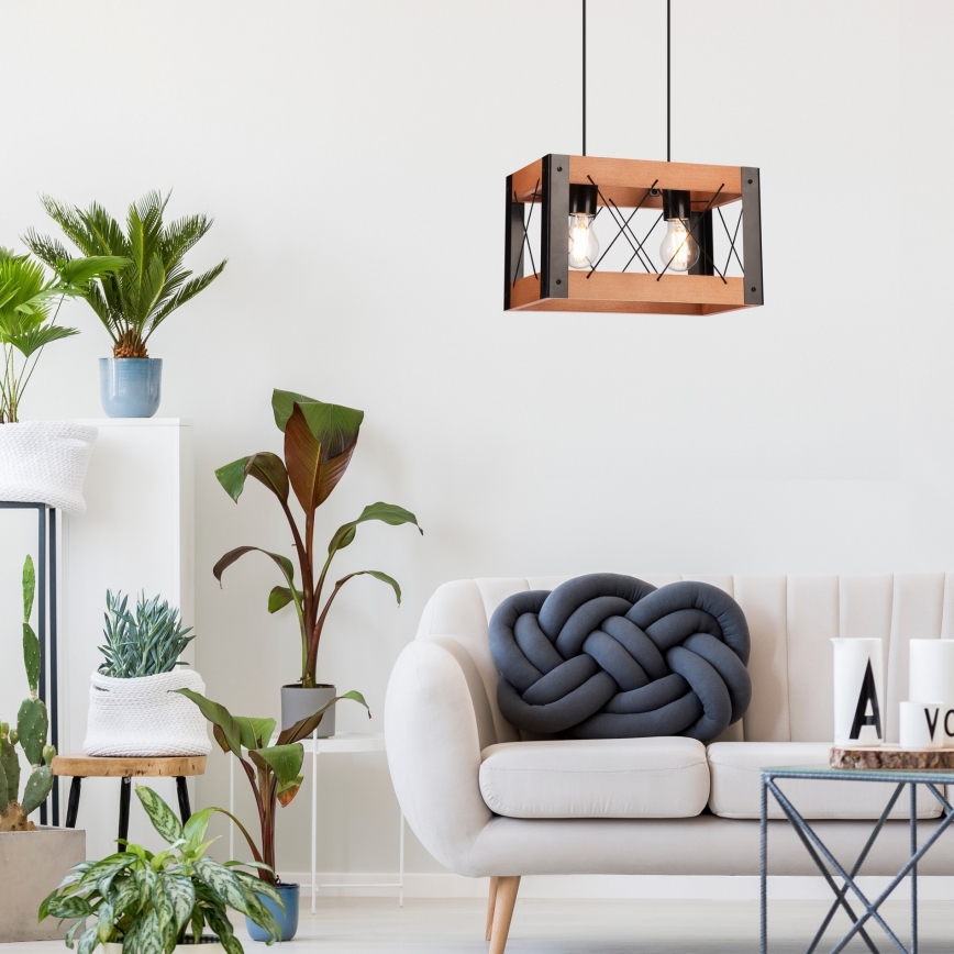 Подвесная люстра FRIDA 2xE27/60W/230V черный/коричневый бук